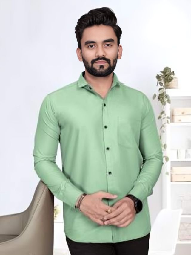 Mens Plain Green Color Shirt Mens Plain Green Color Shirt