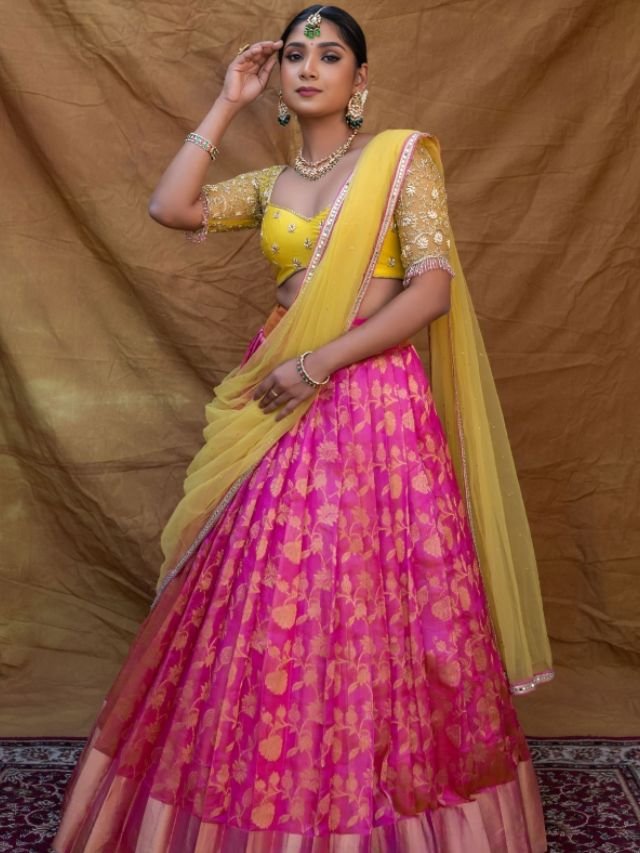 Chanderi Silk Lehenga Half Saree Designs Chanderi Silk Lehenga Half Saree Designs