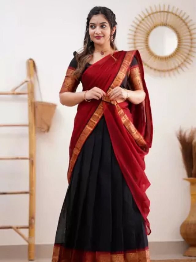 Cotton Simple Lehenga Half Saree Designs Cotton Simple Lehenga Half Saree Designs