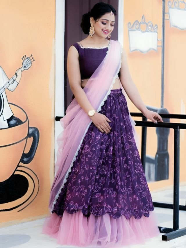 Designer Net Half Saree Lehenga Designer Net Half Saree Lehenga