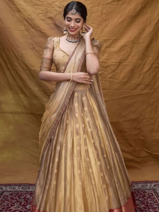 Golden Half Lehenga Saree Golden Half Lehenga Saree