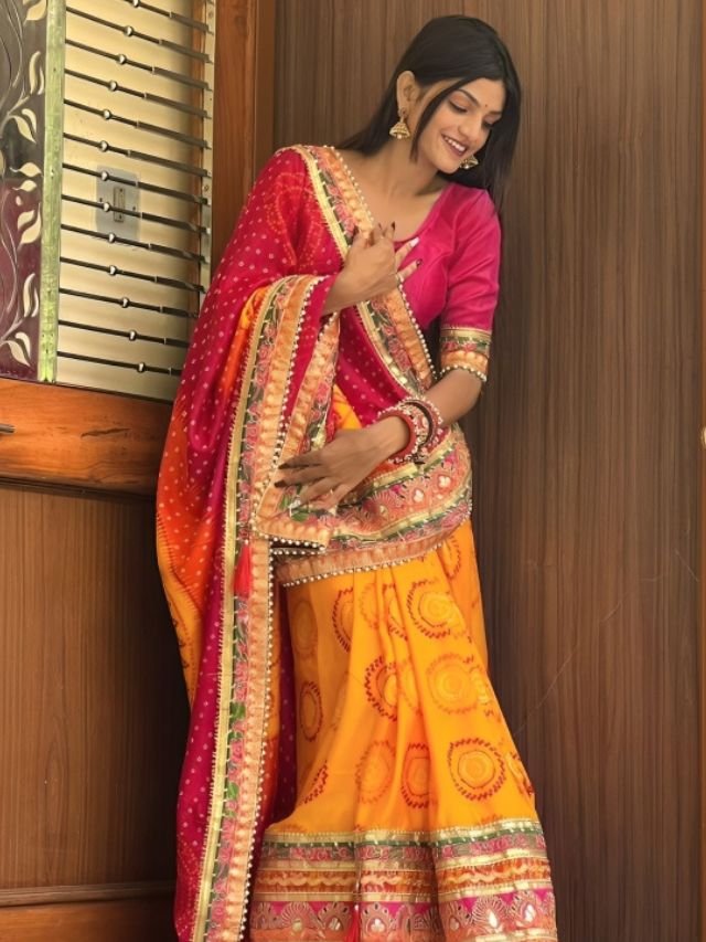 Gota Patti Lehenga Half Saree Designs Gota Patti Lehenga Half Saree Designs