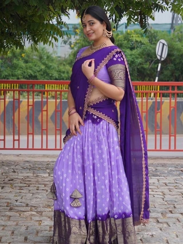 Lavender Color Lehenga Half Saree Lavender Color Lehenga Half Saree