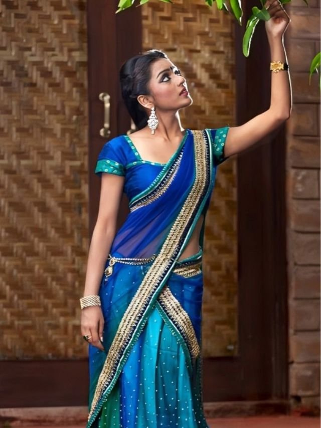 Peacock Blue Half Saree Lehenga Peacock Blue Half Saree Lehenga