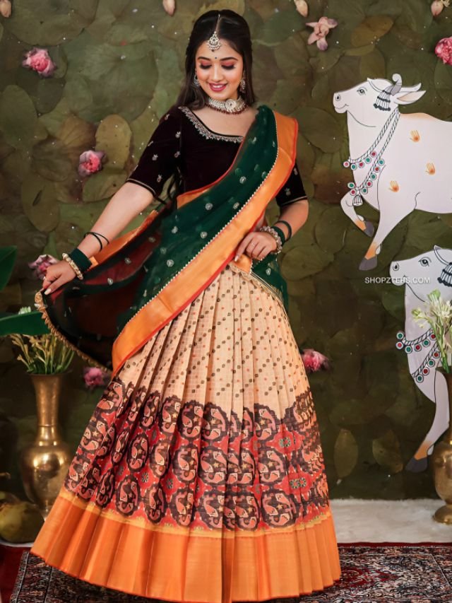 Velvet Half Saree Lehenga Velvet Half Saree Lehenga