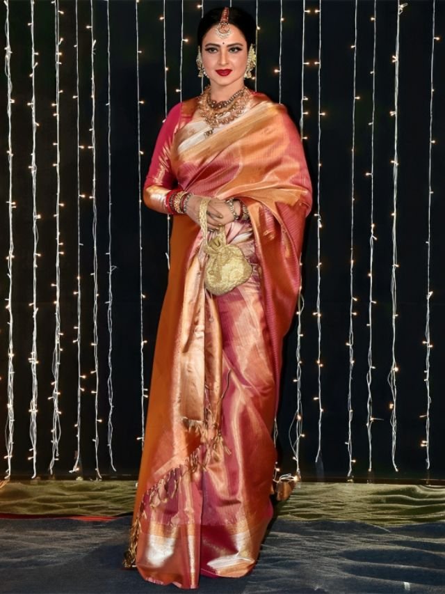 Rekha in Red Colour Saree Rekha in Red Colour Saree