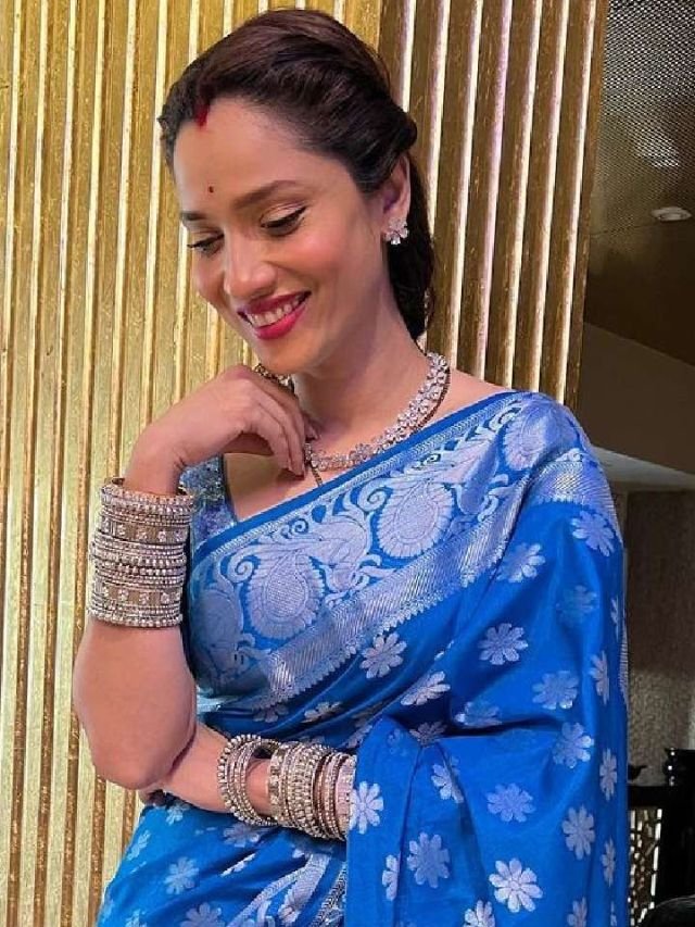 Ankita Lokhande in Blue Saree Ankita Lokhande in Blue Saree
