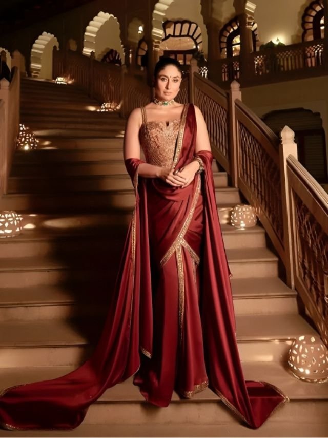 Kareena Kapoor Khan in Maroon Saree Kareena Kapoor Khan in Maroon Saree