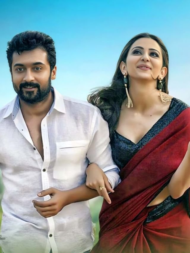 Rakul Preet Singh in Maroon Saree with Suriya Rakul Preet Singh in Maroon Saree with Suriya