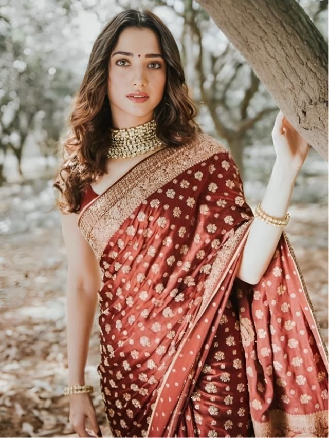 Tamanna Bhatia in Maroon Saree Tamanna Bhatia in Maroon Saree
