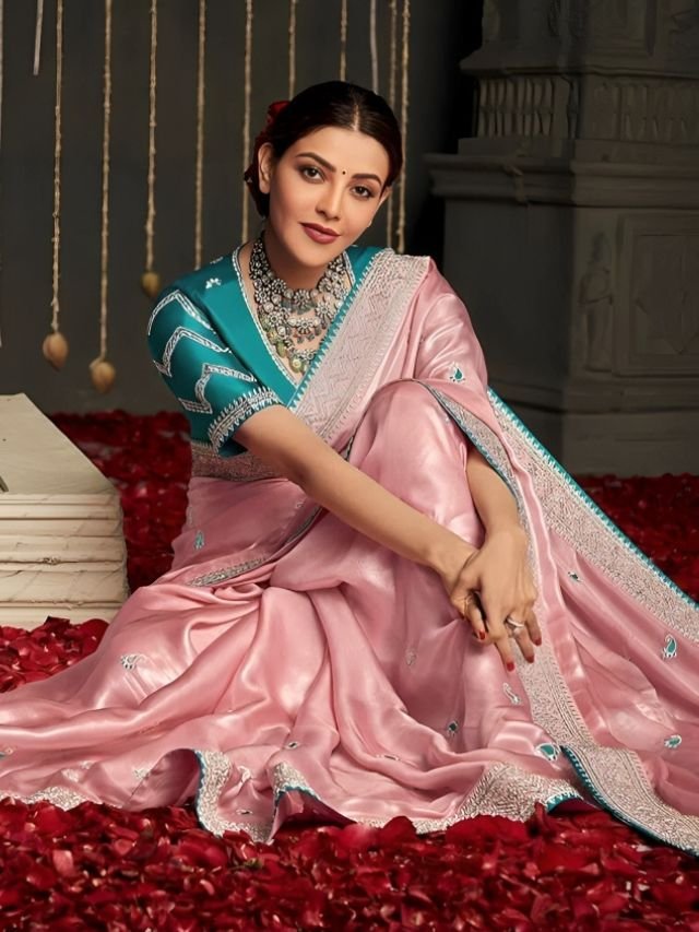 Kajal Agarwals Pink Dola Silk Saree Kajal Agarwal’s Pink Dola Silk Saree
