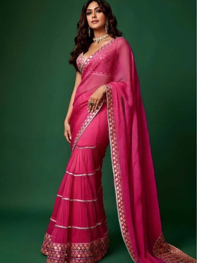 Mrunals Rani Pink Mermaid saree Mrunal’s Rani Pink Mermaid saree