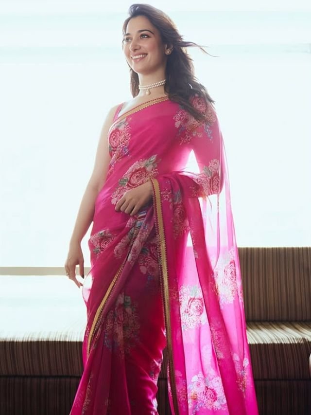 Tamanna Bhatias Pink Chiffon Saree Tamanna Bhatia’s Pink Chiffon Saree