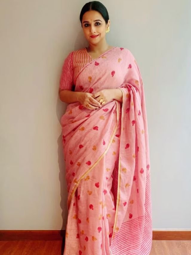 Vidya Balans Pink Handloom Saree Vidya Balan’s Pink Handloom Saree