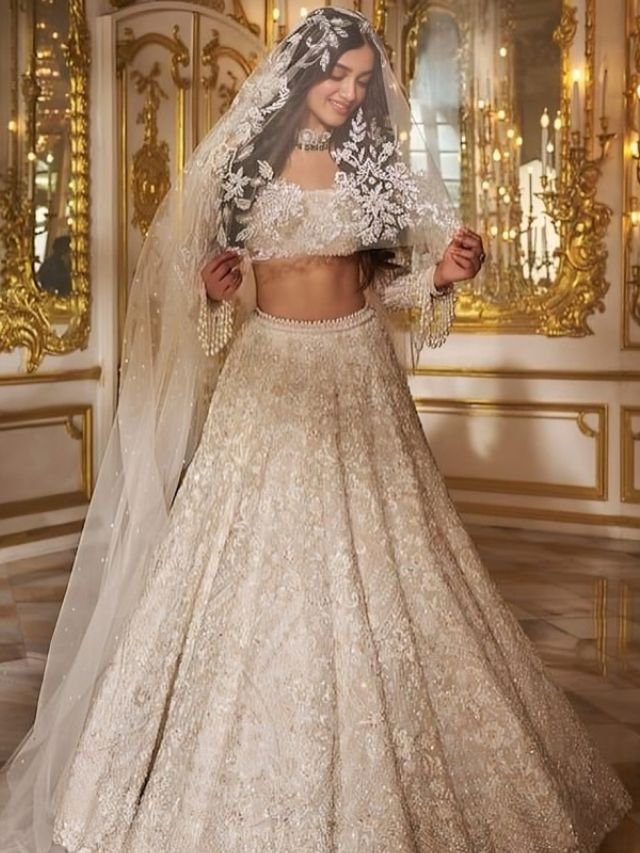 Ghungat Style Net Dupatta on Lehenga Ghungat Style Net Dupatta on Lehenga