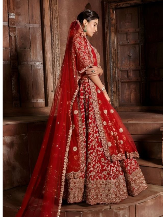 Pin Net Dupatta Low on the Bun on Lehenga Pin Net Dupatta Low on the Bun on Lehenga