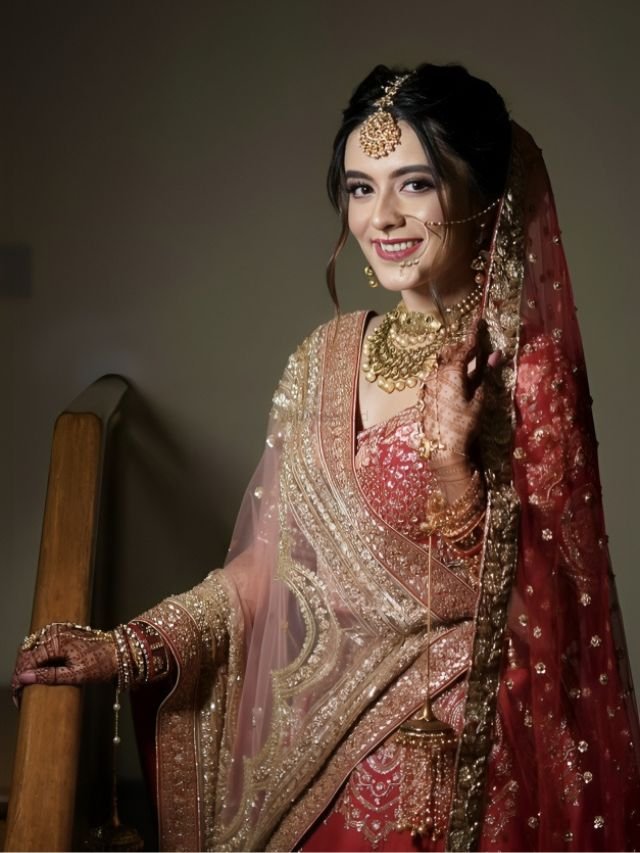 Pin Net Dupatta Low on the Bun with Lehenga Pin Net Dupatta Low on the Bun with Lehenga