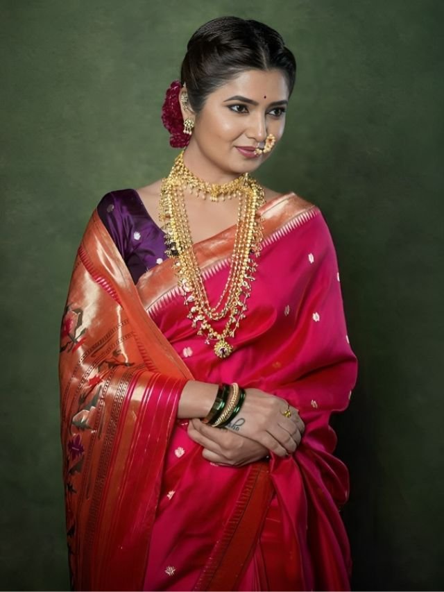 Prajakta Mali in Paithani Saree with Thin Borders Prajakta Mali in Paithani Saree with Thin Borders