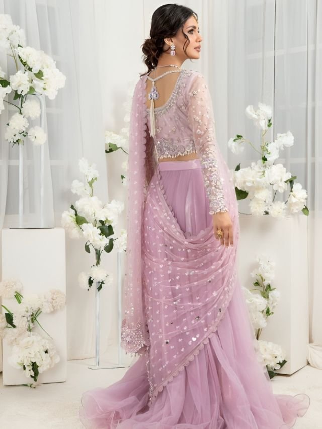 net dupatta draping like half saree on lehenga net dupatta draping like half saree on lehenga