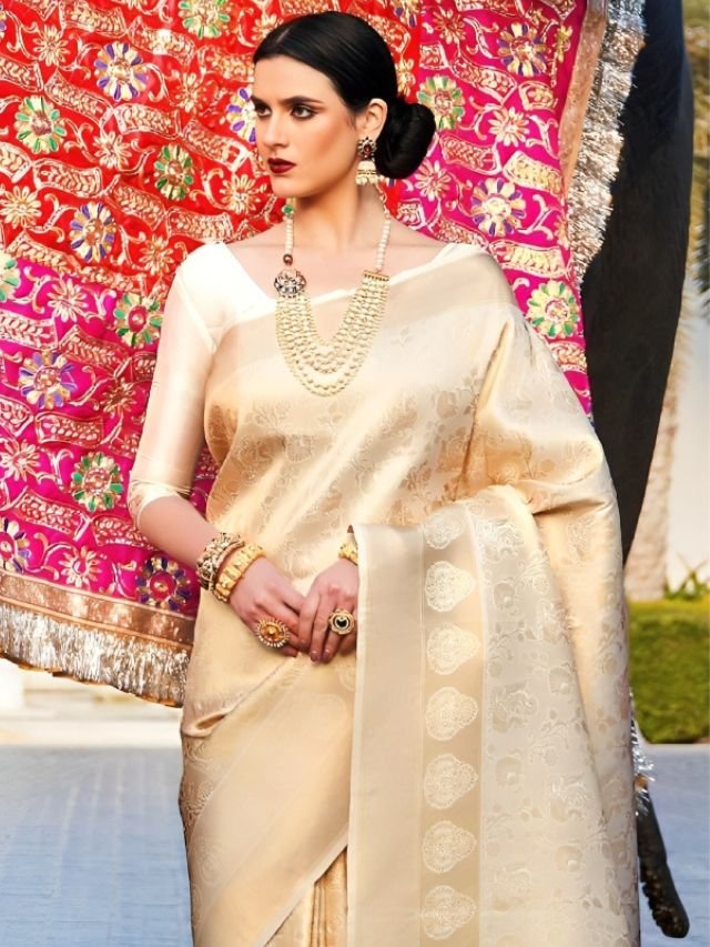Golden Saree with White Blouse Golden Saree with White Blouse
