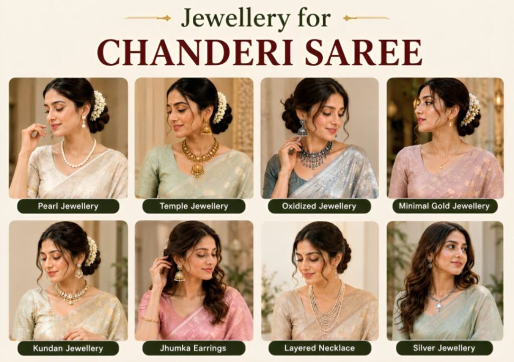 Jewellery for Chanderi Saree