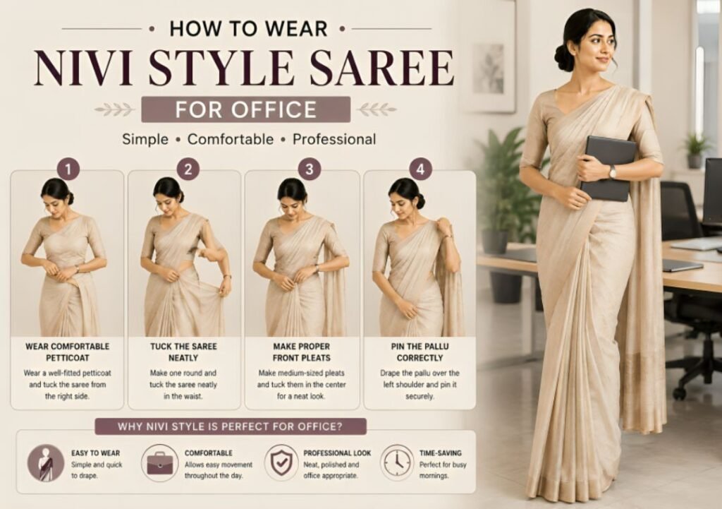 Nivi Style Saree for office Nivi Style Saree for office