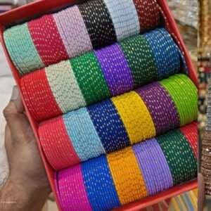 27 Color Metal Zari Finish Bangles Set