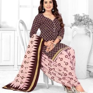 3405 Brown Pure Cotton Readymade Printed Patiala Suits