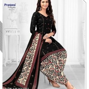 4012 Black Pure Cotton Readymade Printed Patiala Suits
