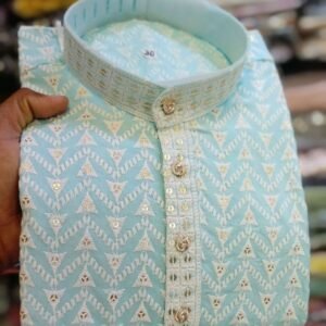 7 MM Sequence Work Men Wedding Rayon Kurta