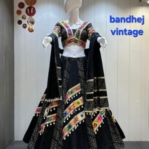8 Meter Flare Chaniya Choli In Jam Cotton With Bandhani Print