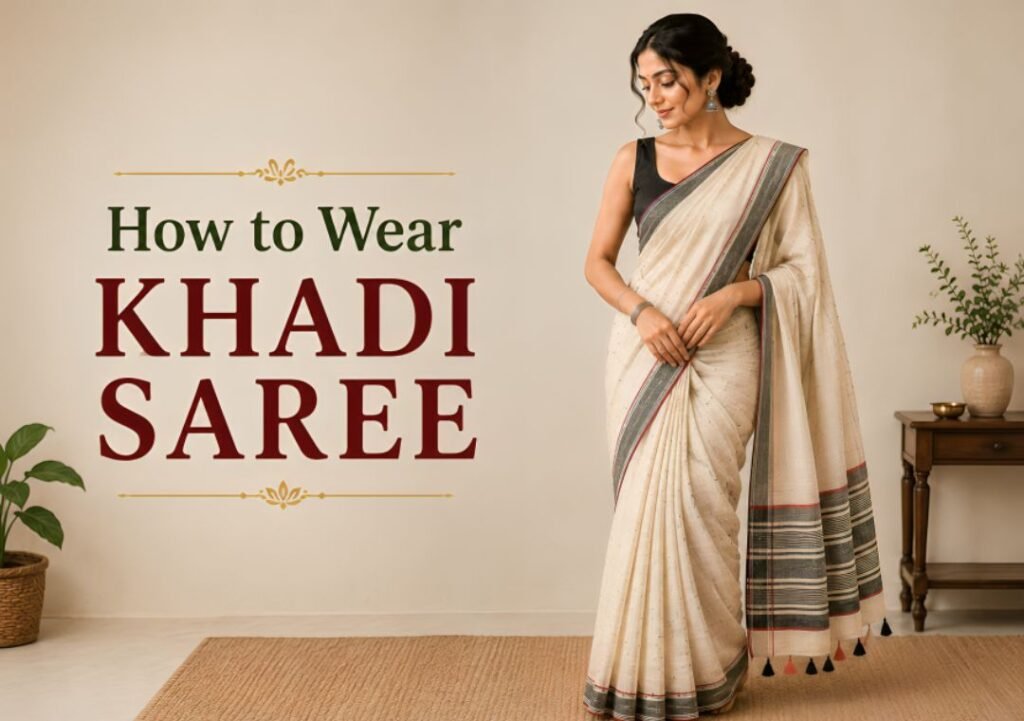 How to Wear Khadi Saree How to Wear Khadi Saree