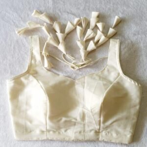 Fancy Off White Sleeveless Cotton Ready Made Blouse