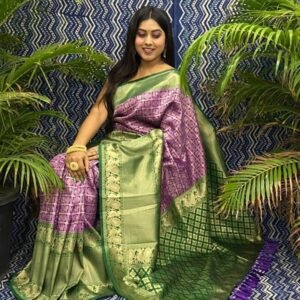 Ramila purple peacock konrad saree