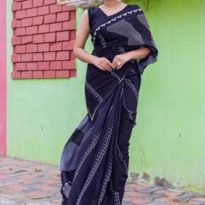 AARADHNA 8 Black Digital Print With Sequence Work Faux Georgette Saree