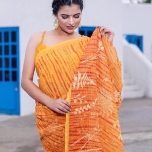 AARADHNA 8 Orange Digital Print With Sequence Work Faux Georgette Saree