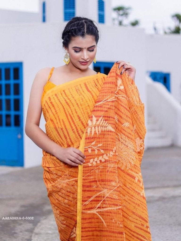 aaradhna 8 orange digital prin 1712728890 AARADHNA 8 Orange Digital Print With Sequence Work Faux Georgette Saree