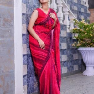 AARADHNA 8 Red Digital Print With Sequence Work Faux Georgette Saree