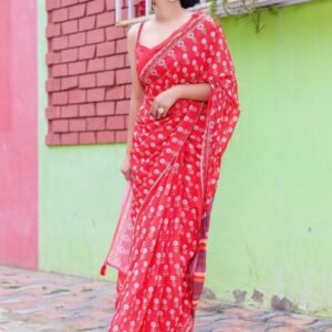 AARADHNA 8 Tomato Digital Print With Sequence Work Faux Georgette Saree