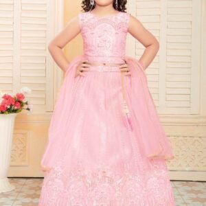 Aaradhna vol 44 Pink Color Net Embroidered Kids Lehenga 291