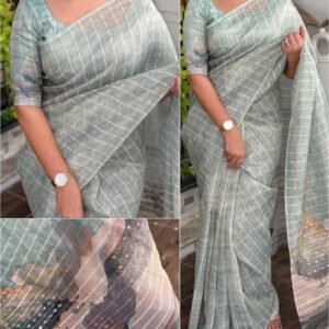Aarohi Taspa Tissue Silk Hand Mirror Saree