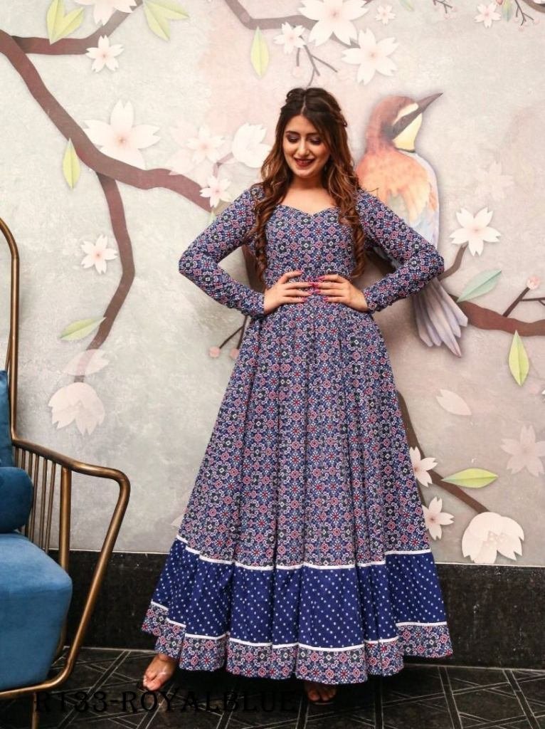 aayaa royal blue digital print 1720615894 Aayaa Royal Blue Digital Printed Pure Cotton Anarkali Gown