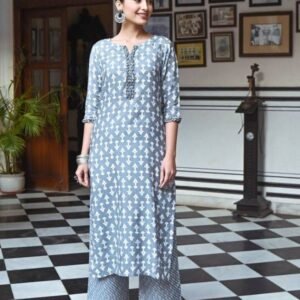 AAYAA Vol 7 Blue Digital Printed Pure Muslin Silk Kurtis Set