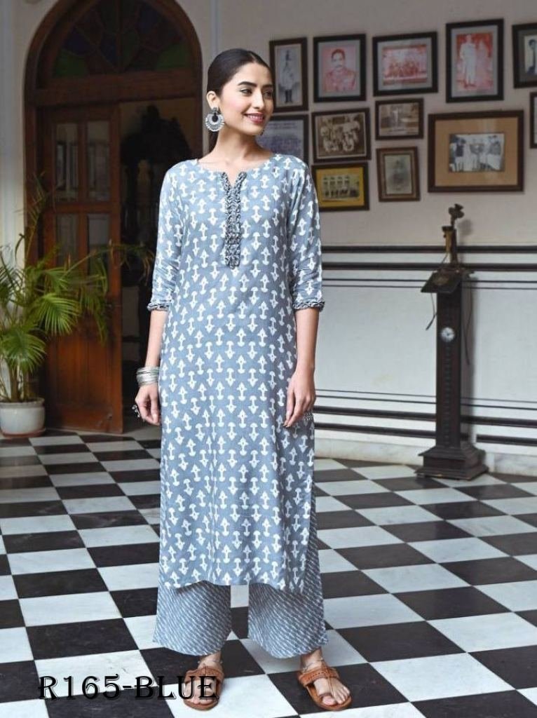 aayaa vol 7 blue digital print 1721187693 AAYAA Vol 7 Blue Digital Printed Pure Muslin Silk Kurtis Set