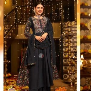 AF by Viscose Black Kurti Palazzo and Dupatta