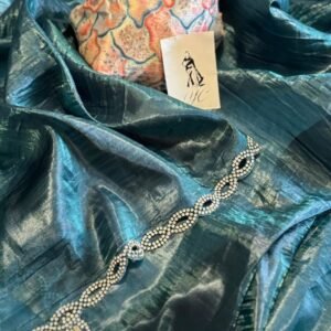 Ajarak Print Soft Tissue Silk Rama Saree By Fab Funda