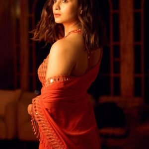 Alia Bhatt Wear Stunning Cherry Red Bollywood Saree