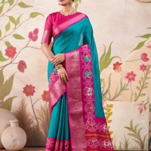 Attractive Firogi Weaving Work Patola Print Tussar Saree