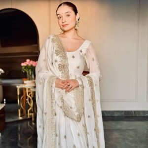 Amazing Fully Stitched Heavy Embroidery Work Pure Chinon Silk Ethnic Gown