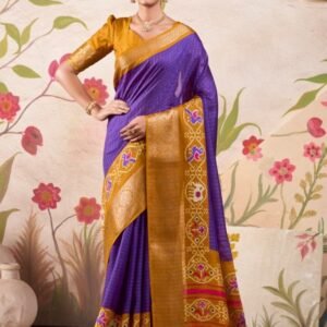 Marriage Wear Green Weaving Work Patola Print Tussar Check Saree